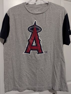 Genuine Merchandise Gray Tee with Red & Navy Angels Logo
